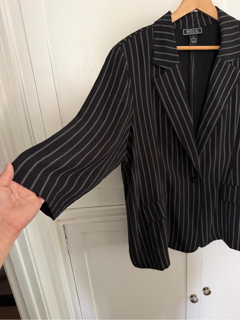NYCC Black Pinstripe Single-Button Blazer - Picture 2 of 6